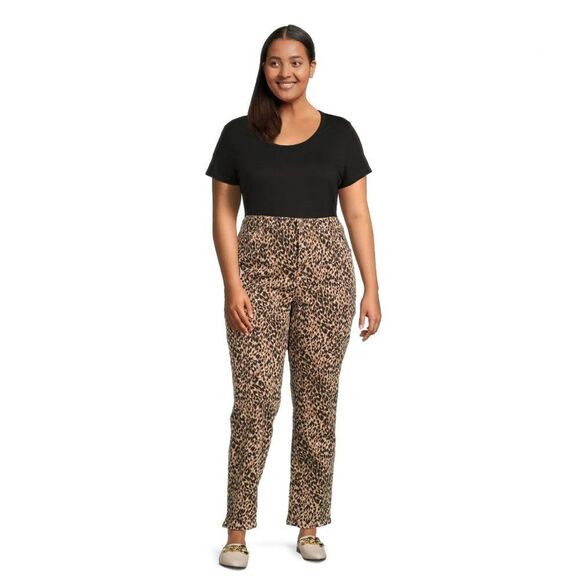 Women's Plus Core Denim Straight Leg Jeans Pants Leopard Print Size 14W - Picture 7 of 9